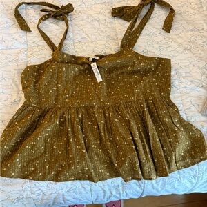 Madewell Olive Floral Tank Top